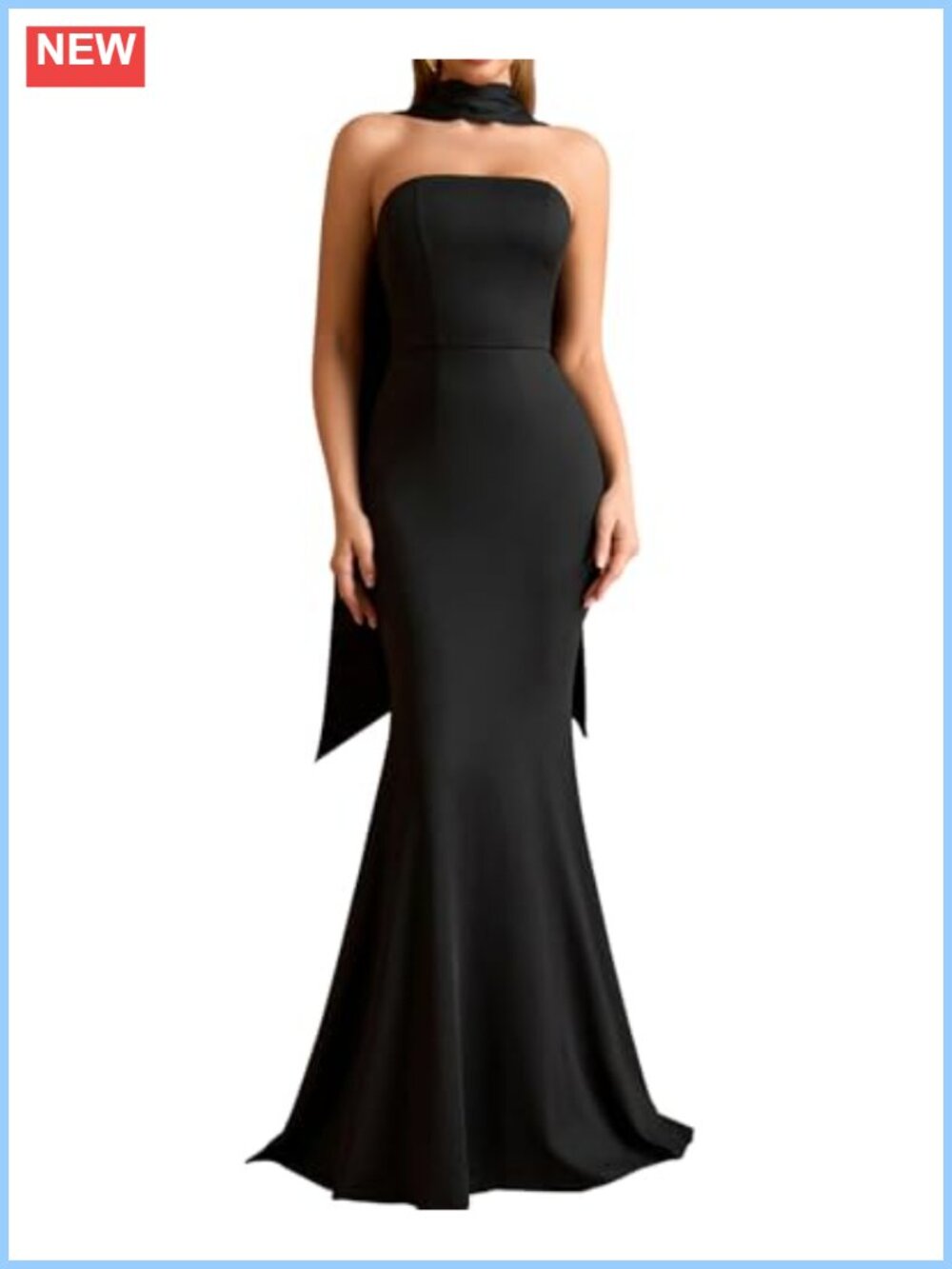 Women's Bodycon Tube Maxi Dress with Scarf for Wedding Guest